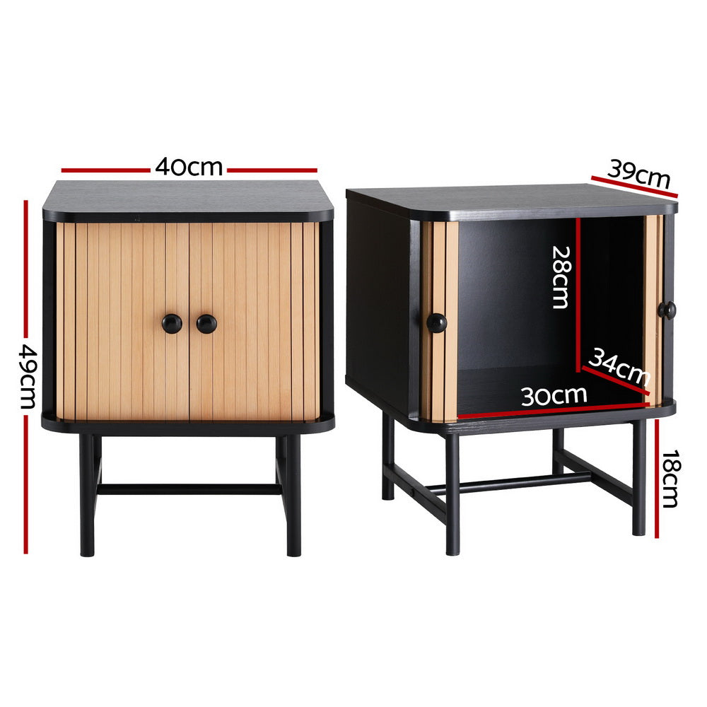 Artiss Bedside Table with Sliding Doors BORIS - Furniture > Bedroom > Bedside Tables