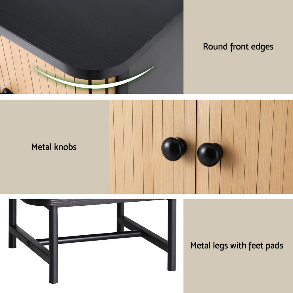 Artiss Bedside Table with Sliding Doors BORIS - Furniture > Bedroom > Bedside Tables