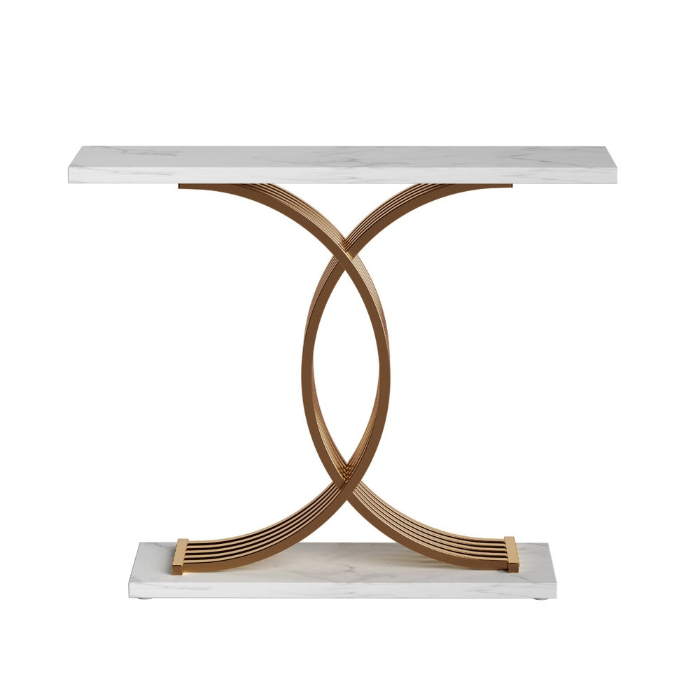 Artiss Console Table Marble Effect White&Gold - Furniture > Living Room > Side Tables