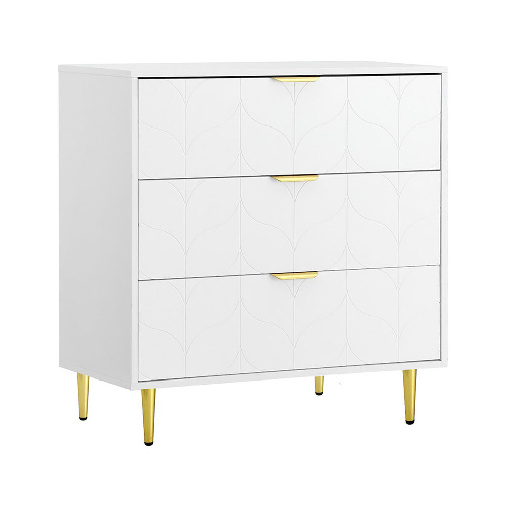 Artiss 3 Chest of Drawers Lowboy Cabinet White - Furniture > Bedroom > Dressers
