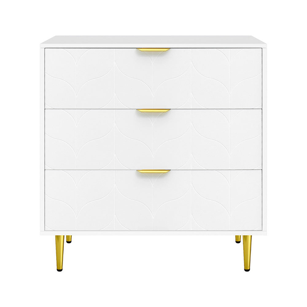 Artiss 3 Chest of Drawers Lowboy Cabinet White - Furniture > Bedroom > Dressers