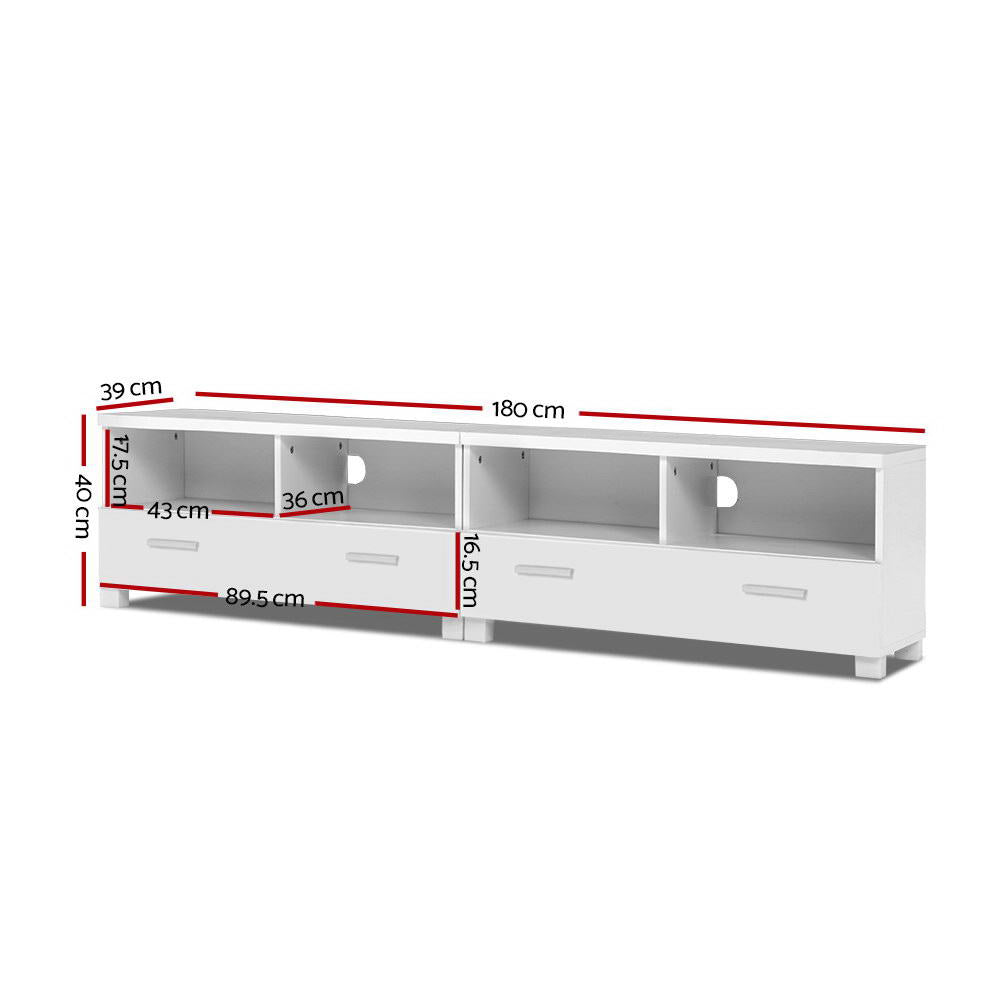 Artiss TV Cabinet Entertainment Unit 180cm White Eddie - Furniture > Living Room > TV Units