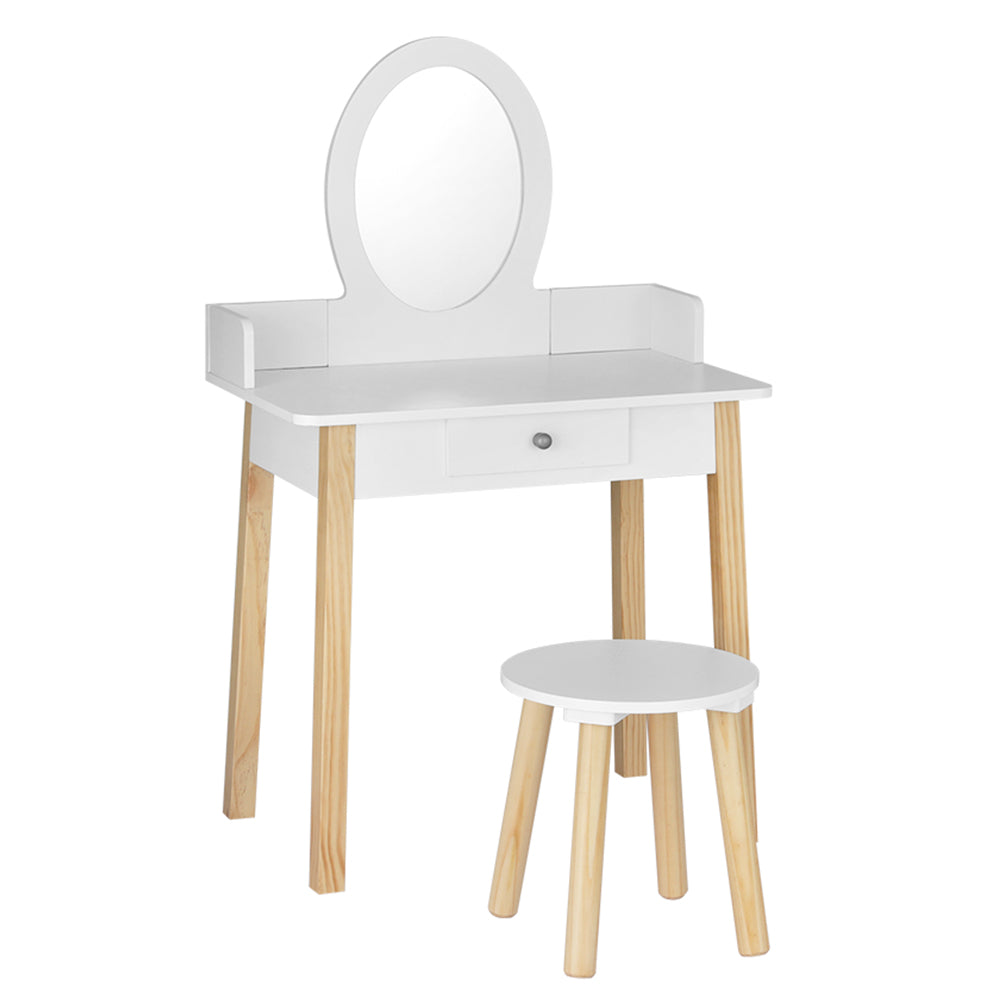 Keezi Kids Dressing Table Chair Set Wooden Leg Vanity Makeup Drawer Mirror Baby & Kids > Kid’s Furniture > Kid’s