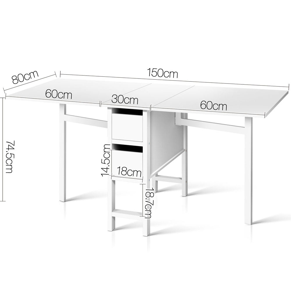 Artiss Dining Table Rectangular Extendable White Furniture > Dining > Dining Tables