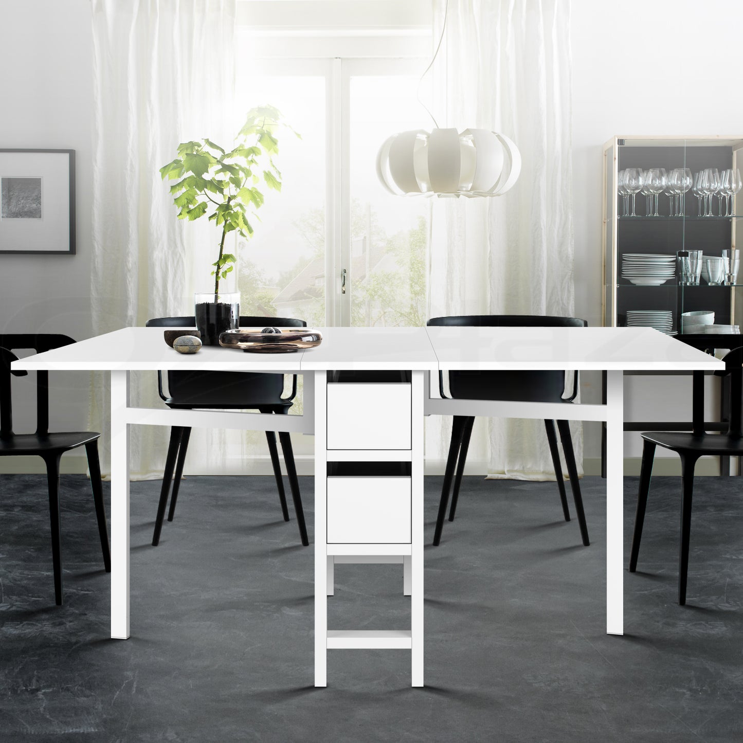 Artiss Dining Table Rectangular Extendable White Furniture > Dining > Dining Tables