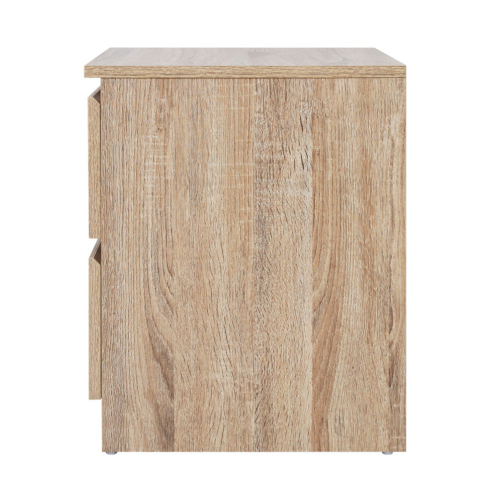 Artiss Bedside Table 2 Drawers PEPE Oak Furniture > Bedroom