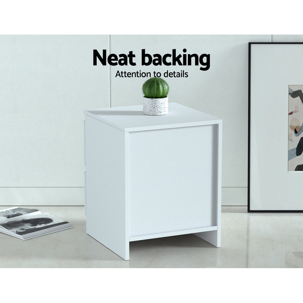 Artiss 2x Bedside Table 2 Drawers PEPE White Furniture > Bedroom > Bedside Tables