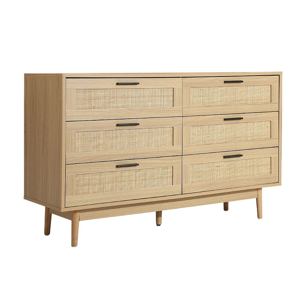 Artiss 6 Chest of Drawers - BRIONY Oak - Furniture > Bedroom > Dressers