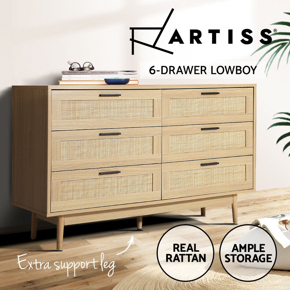 Artiss 6 Chest of Drawers - BRIONY Oak - Furniture > Bedroom > Dressers