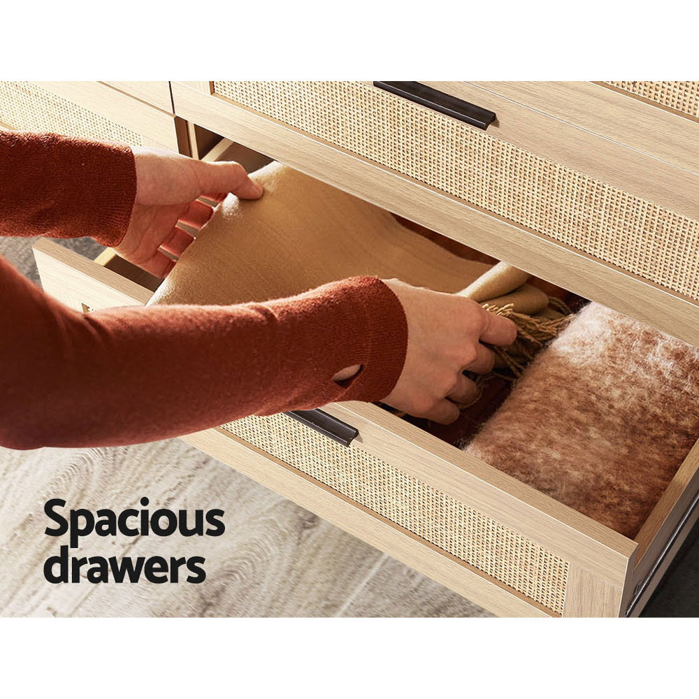 Artiss 6 Chest of Drawers - BRIONY Oak - Furniture > Bedroom > Dressers