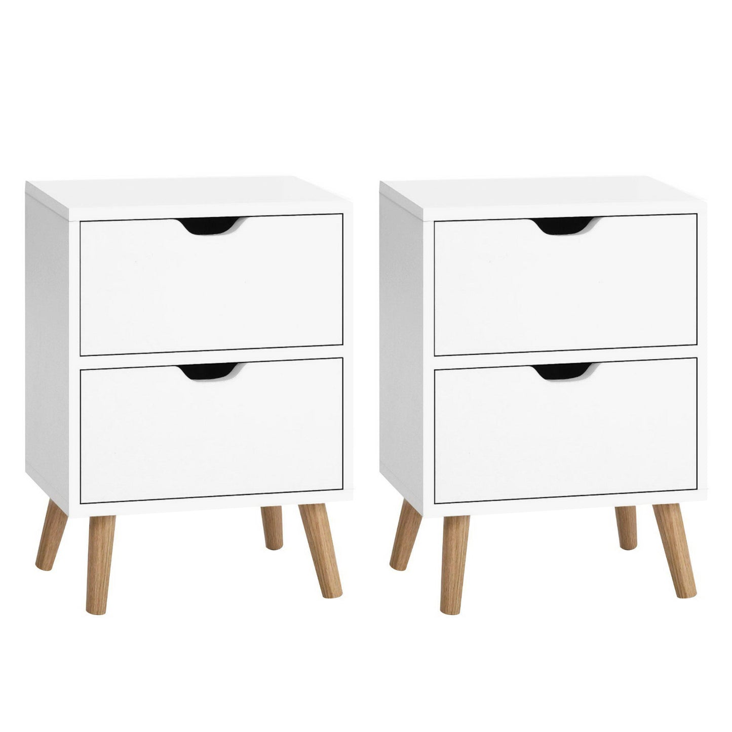 Artiss 2X Bedside Table 2 Drawers BODEN White Furniture > Bedroom > Bedside Tables