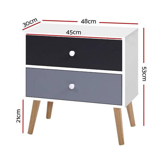 Artiss Bedside Table 2 Drawers BONDS White Furniture > Living Room