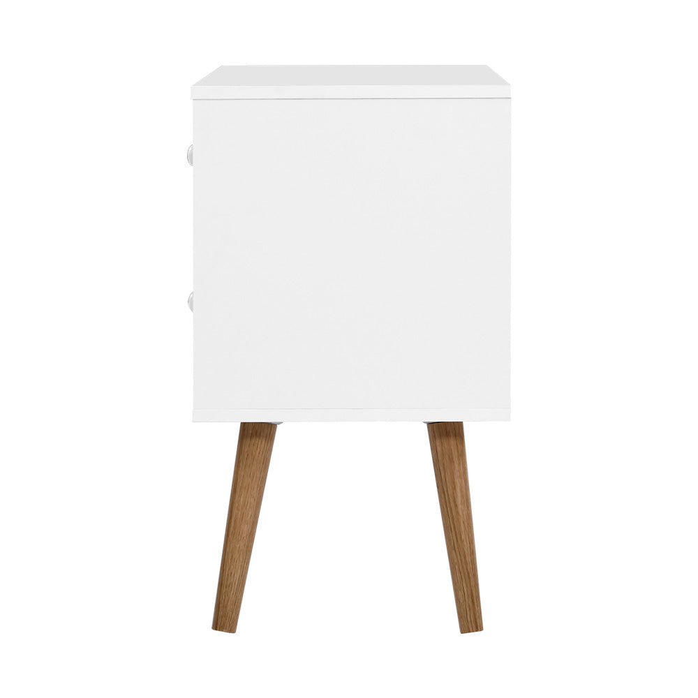 Artiss Bedside Table 2 Drawers BONDS White Furniture > Living Room