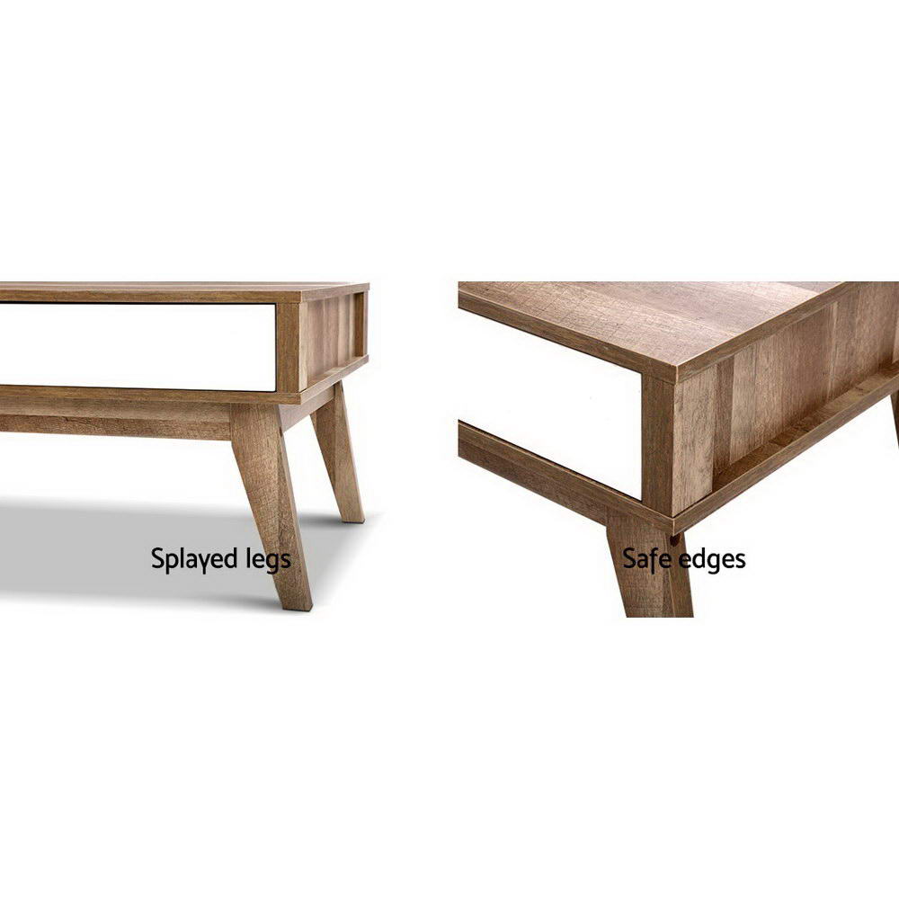 Artiss Coffee Table 2 Drawers Walnut Serena - Furniture > Living Room > Coffee Tables