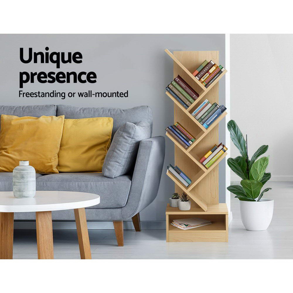 Artiss Tree Bookshelf 7 Tiers ECHO Oak Furniture > Office