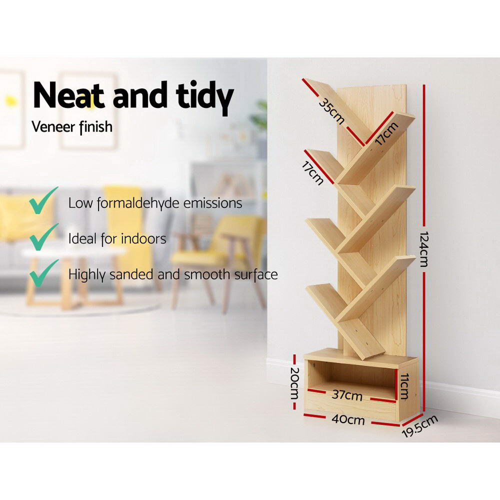Artiss Tree Bookshelf 7 Tiers ECHO Oak Furniture > Office
