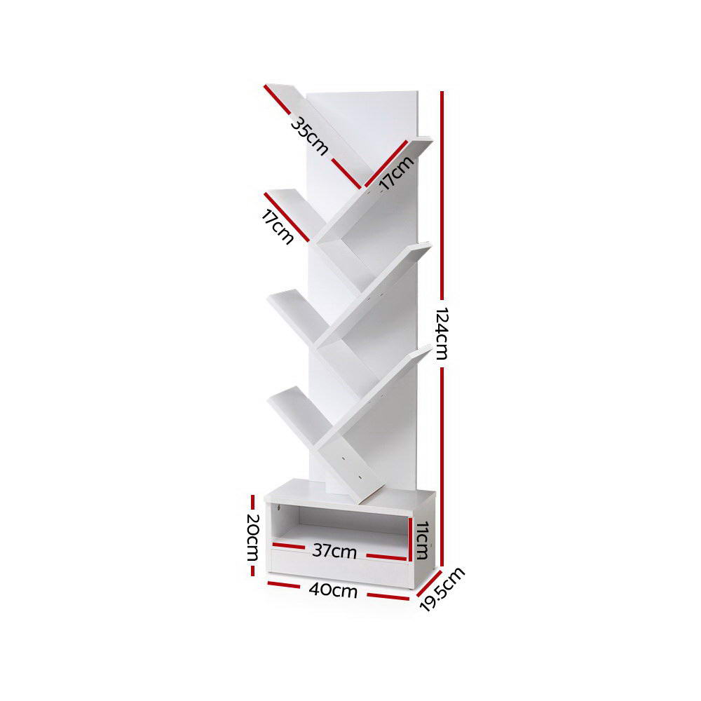 Artiss Tree Bookshelf 7 Tiers ECHO White Furniture > Office