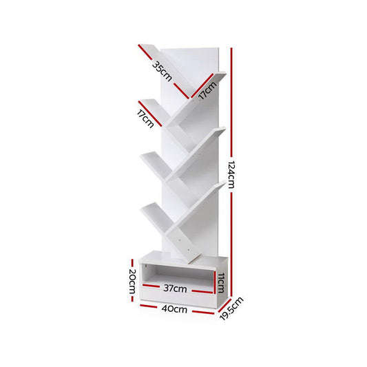 Artiss Tree Bookshelf 7 Tiers ECHO White Furniture > Office