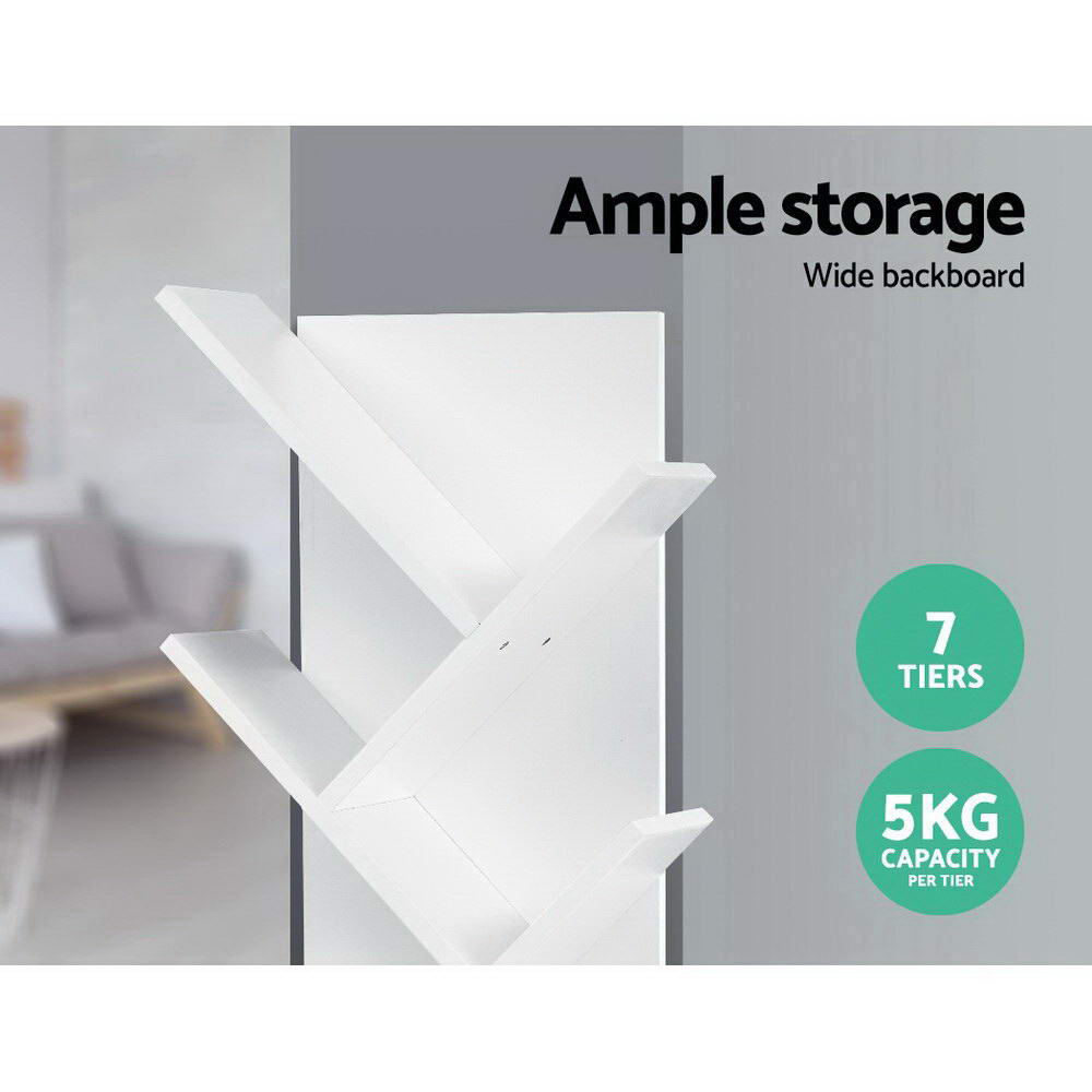 Artiss Tree Bookshelf 7 Tiers ECHO White Furniture > Office