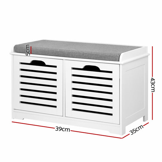 Artiss Fabric Shoe Bench with Drawers White & Grey Furniture > Living Room