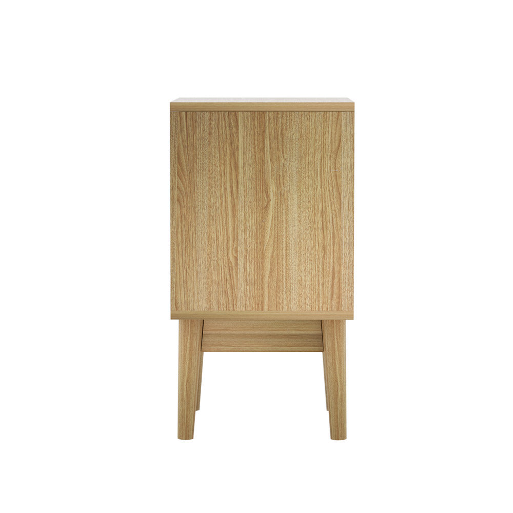 Artiss Rattan Bedside Table 1 Drawer with Shelf REI Oak Furniture > Bedroom