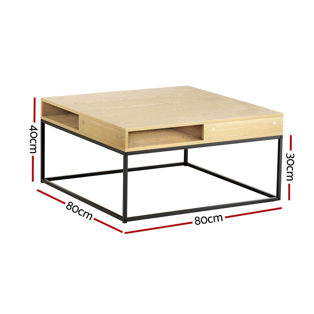Artiss Coffee Table Storage Shelf Metal Frame - Furniture > Outdoor > Outdoor Chairs