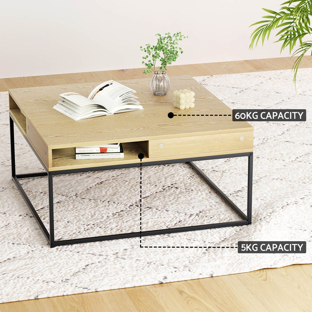 Artiss Coffee Table Storage Shelf Metal Frame - Furniture > Outdoor > Outdoor Chairs