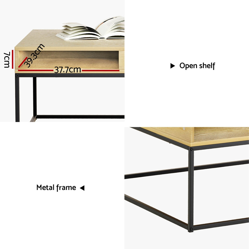 Artiss Coffee Table Storage Shelf Metal Frame - Furniture > Outdoor > Outdoor Chairs