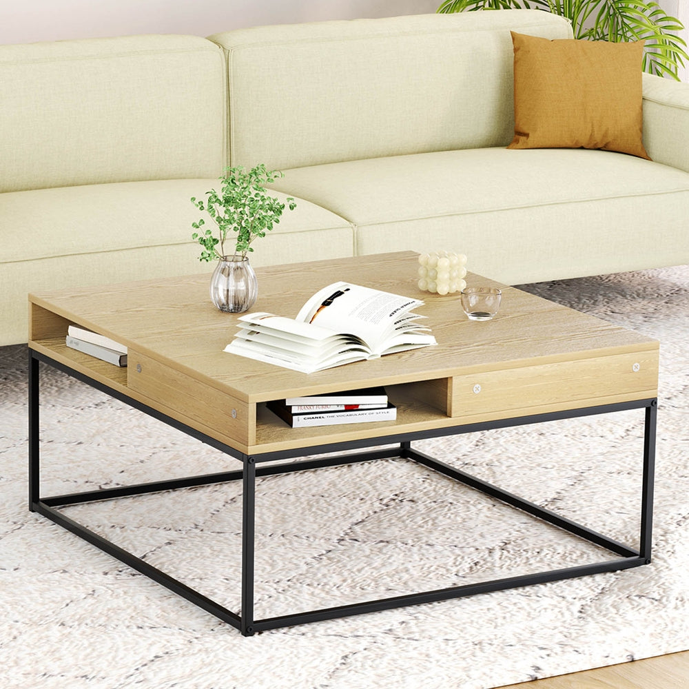 Artiss Coffee Table Storage Shelf Metal Frame - Furniture > Outdoor > Outdoor Chairs