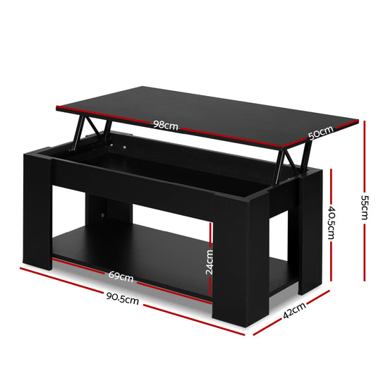 Artiss Coffee Table Lift top Coffee Table Black Furniture > Living Room