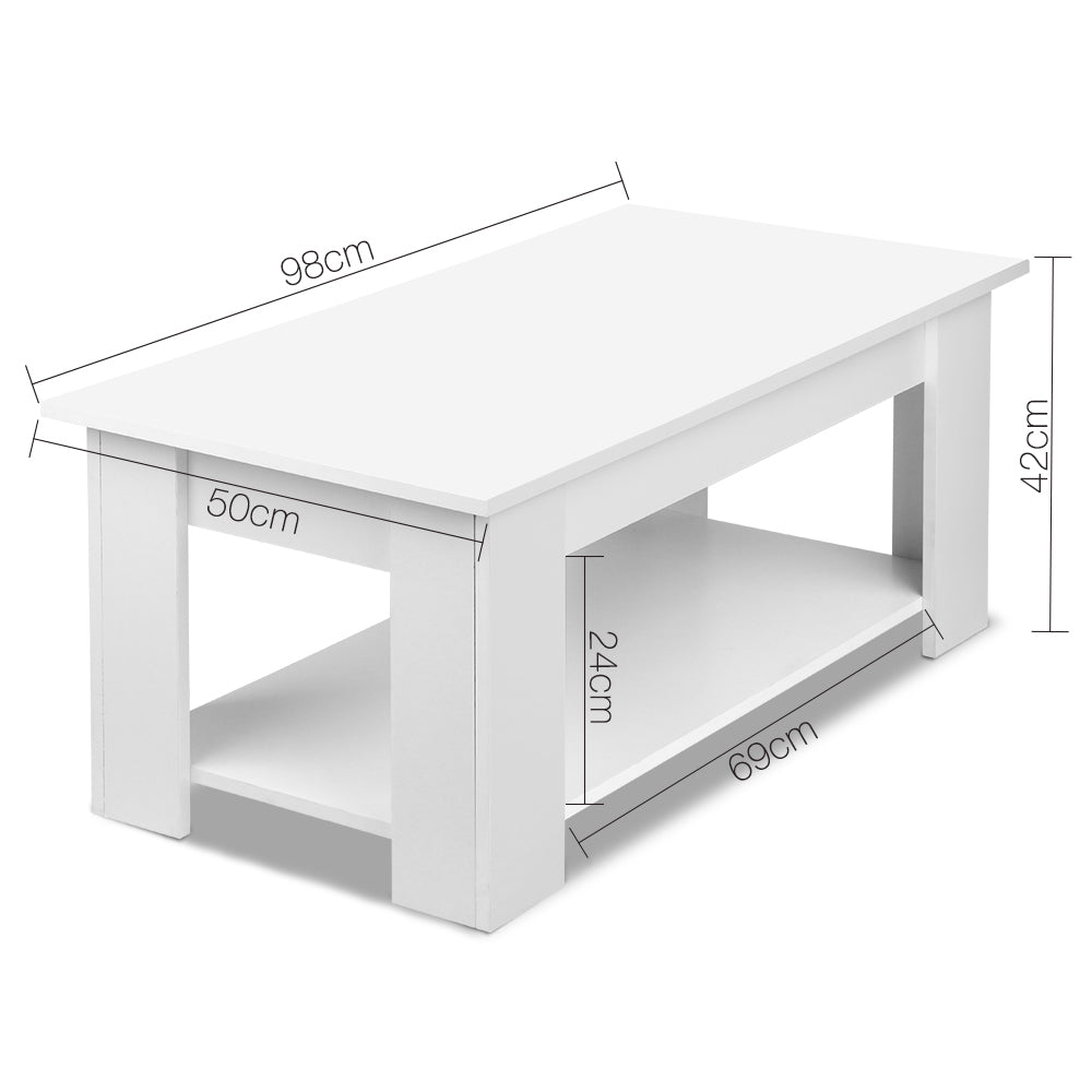 Artiss Coffee Table Lift-top Coffee Table White - Furniture > Living Room > Coffee Tables