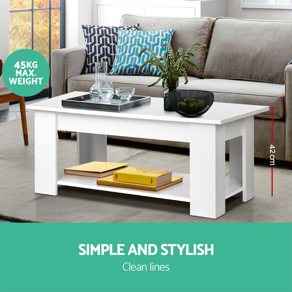 Artiss Coffee Table Lift-top Coffee Table White - Furniture > Living Room > Coffee Tables