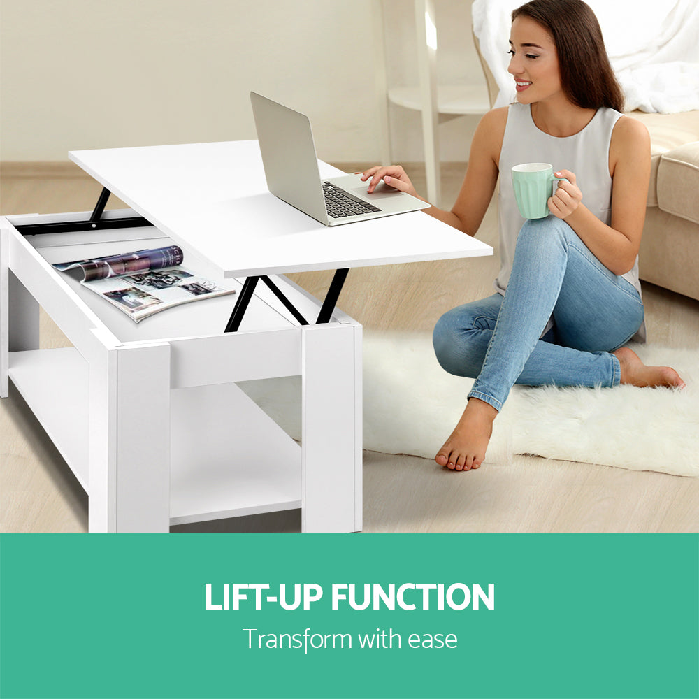 Artiss Coffee Table Lift-top Coffee Table White - Furniture > Living Room > Coffee Tables