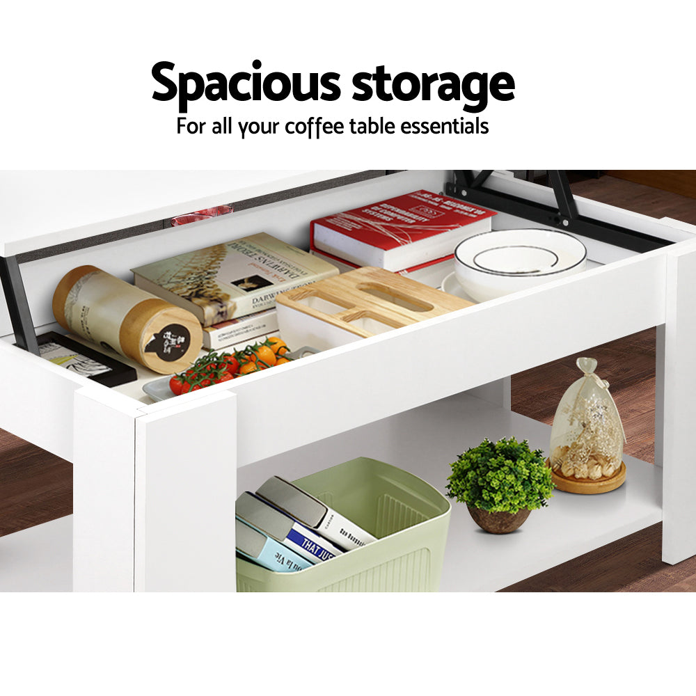 Artiss Coffee Table Lift-top Coffee Table White - Furniture > Living Room > Coffee Tables