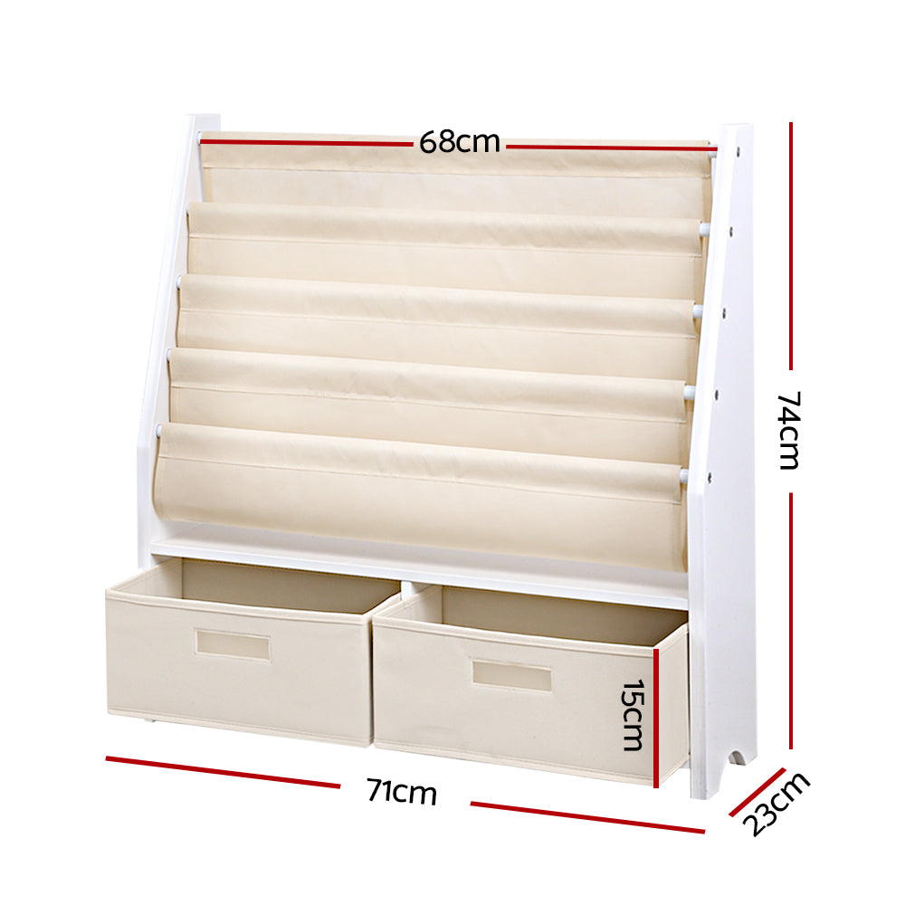 Keezi 4 Tiers Kids Bookshelf Magazine Rack Children Bookcase Organiser Drawer - Baby & Kids > Kid’s Furniture