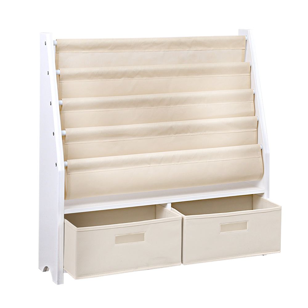 Keezi 4 Tiers Kids Bookshelf Magazine Rack Children Bookcase Organiser Drawer - Baby & Kids > Kid’s Furniture
