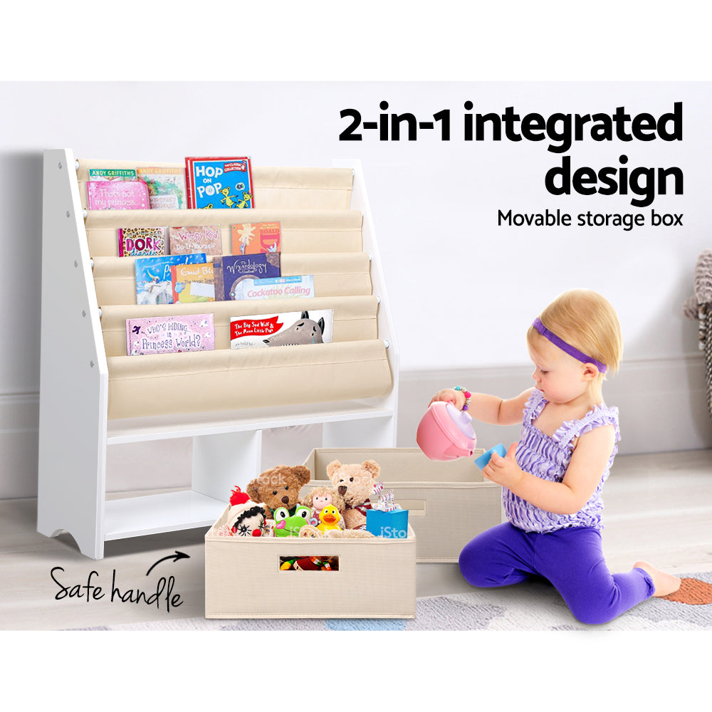 Keezi 4 Tiers Kids Bookshelf Magazine Rack Children Bookcase Organiser Drawer - Baby & Kids > Kid’s Furniture