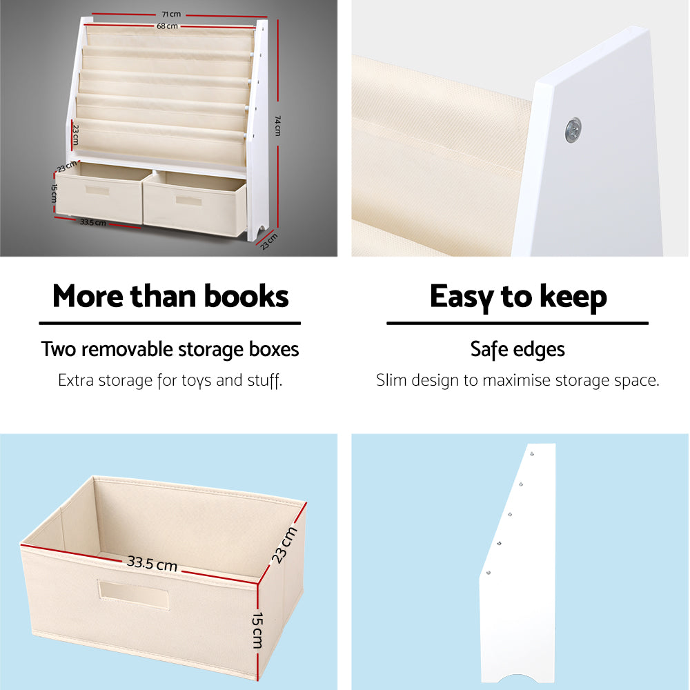 Keezi 4 Tiers Kids Bookshelf Magazine Rack Children Bookcase Organiser Drawer - Baby & Kids > Kid’s Furniture