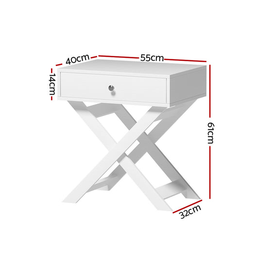 Artiss Bedside Table Drawers Side Table Storage Cabinet Nightstand White QARA Furniture > Bedroom > Bedside Tables