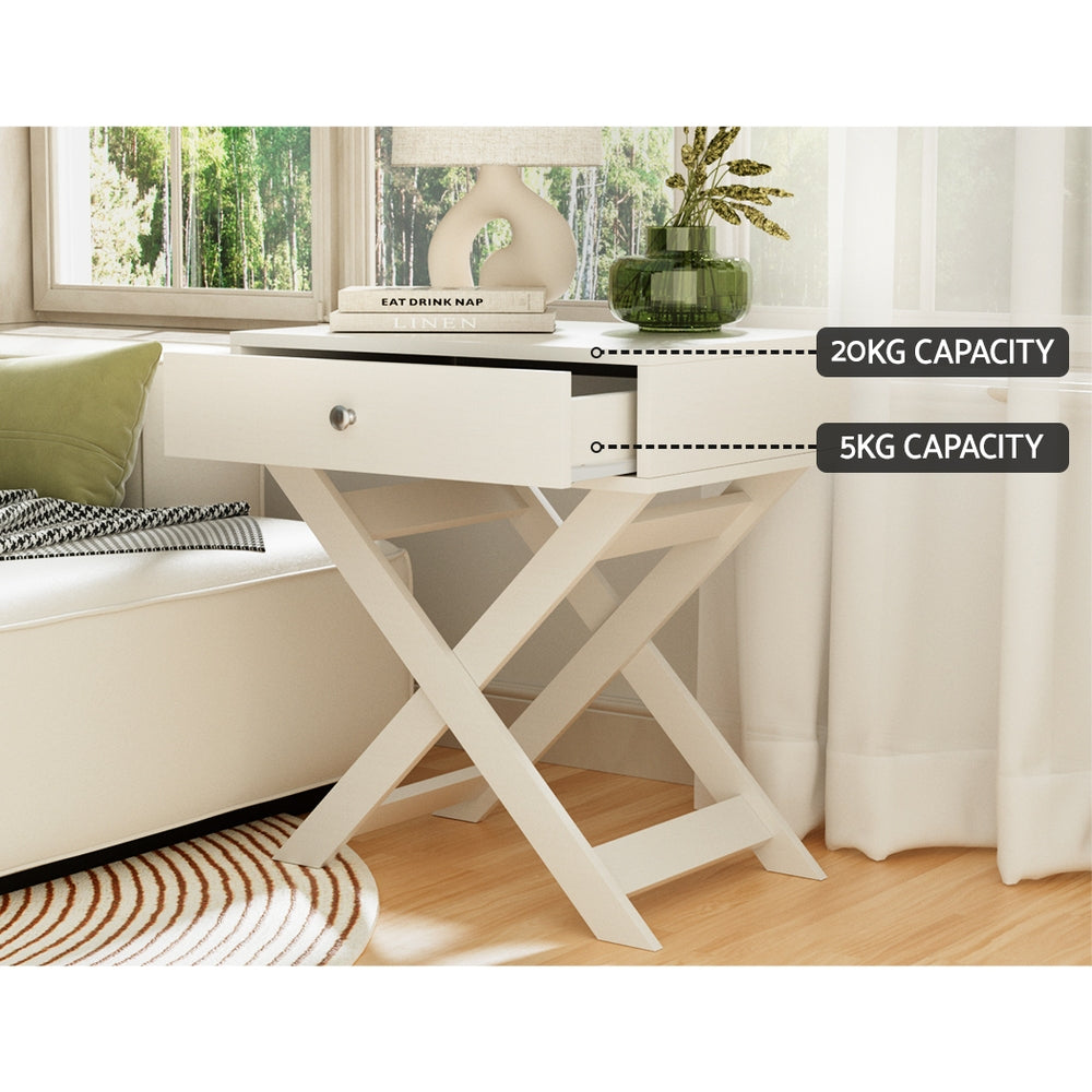 Artiss Bedside Table Drawers Side Table Storage Cabinet Nightstand White QARA - Furniture > Bedroom > Bedside Tables
