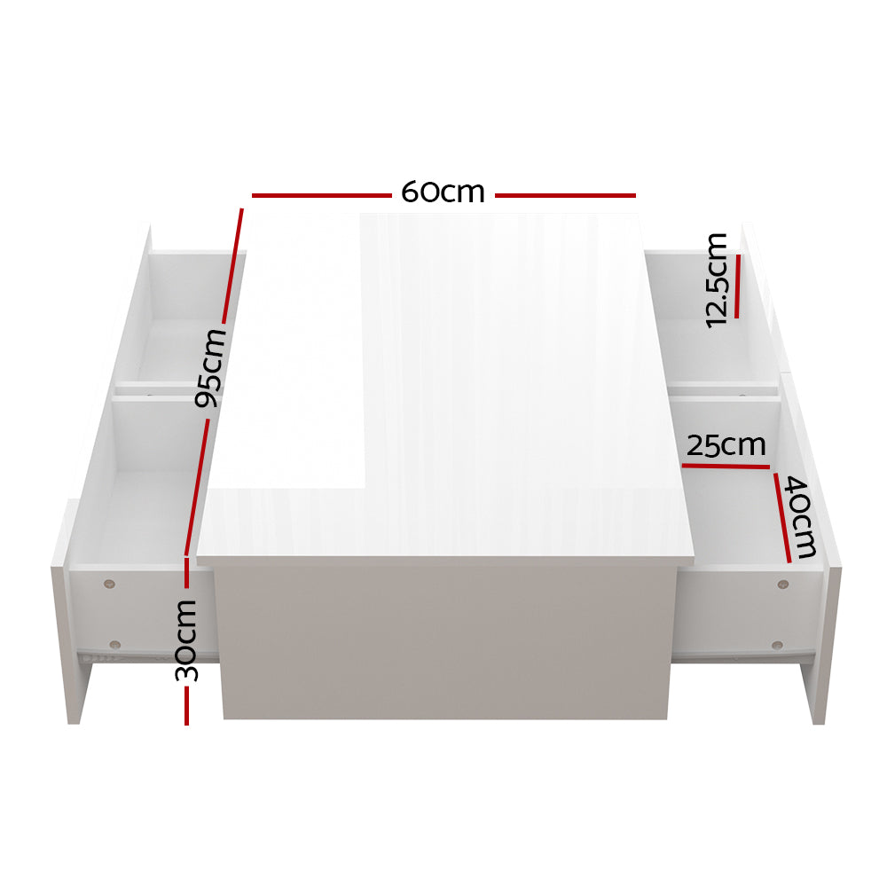 Artiss Coffee Table 4 Drawers White Trevi - Furniture > Living Room > Coffee Tables