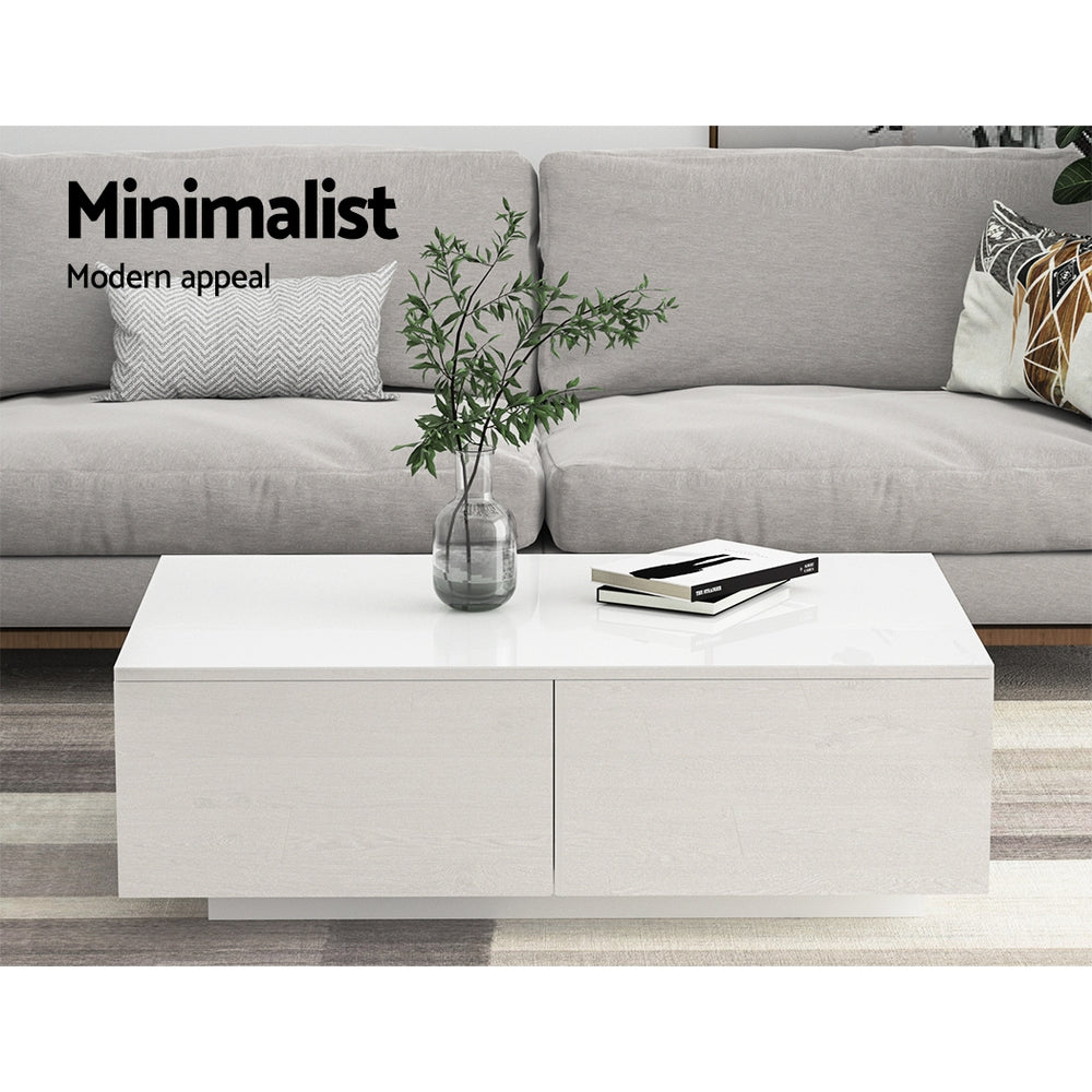 Artiss Coffee Table 4 Drawers White Trevi - Furniture > Living Room > Coffee Tables
