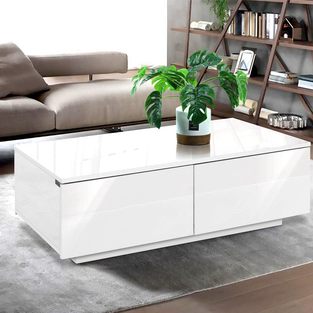 Artiss Coffee Table 4 Drawers White Trevi - Furniture > Living Room > Coffee Tables