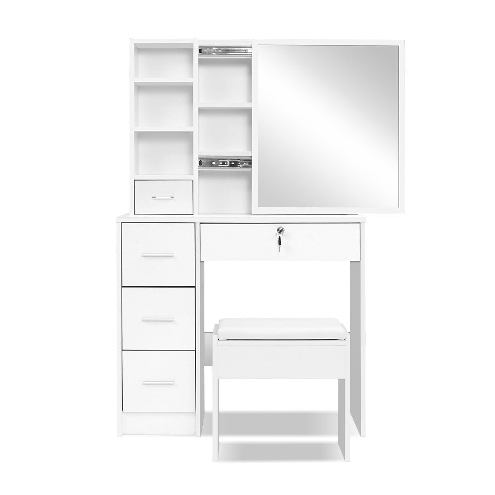 Artiss Dressing Table Stool Set Sliding Mirror White Diane Furniture > Bedroom > Dressing Vanity & Dressing Tables