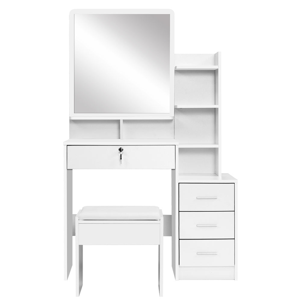 Artiss Dressing Table Stool Set 4 Drawers White Furniture > Bedroom > Dressing Vanity & Dressing Tables