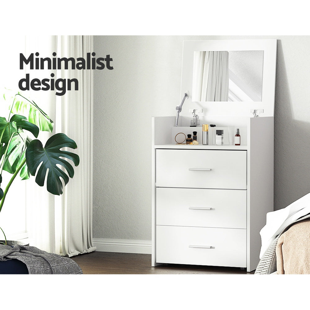 Artiss 2 in 1 Dressing Table Stool Set Bedside Table White Furniture > Bedroom > Dressing Vanity & Dressing Tables