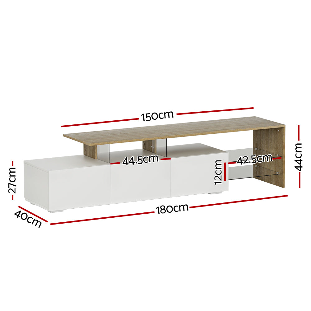 Artiss TV Cabinet Entertainment Unit 180cm Wood White James - Furniture > Living Room > TV Units