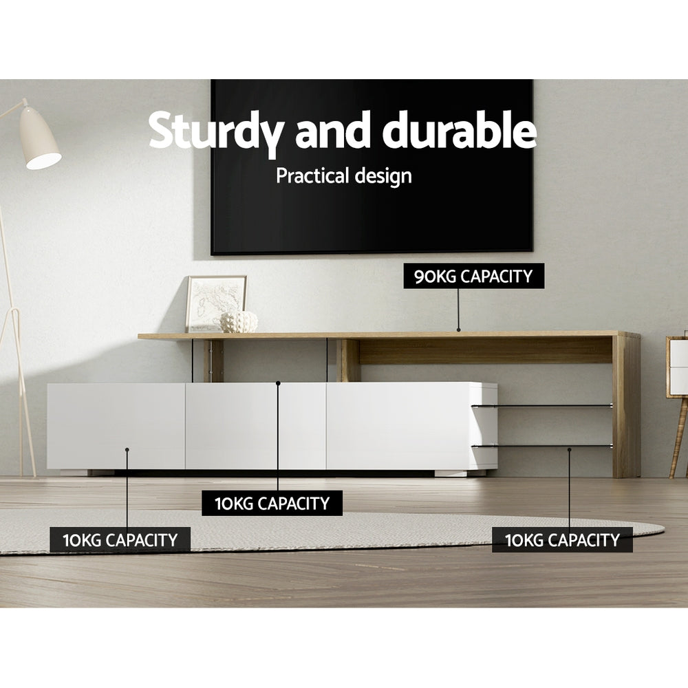 Artiss TV Cabinet Entertainment Unit 180cm Wood White James - Furniture > Living Room > TV Units