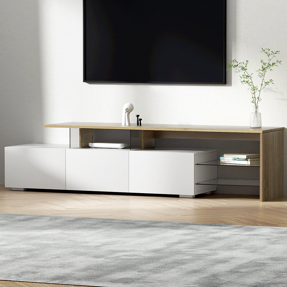 Artiss TV Cabinet Entertainment Unit 180cm Wood White James - Furniture > Living Room > TV Units
