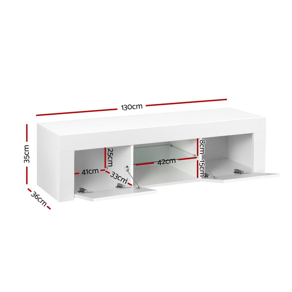 Artiss Entertainment Unit TV Cabinet LED 130cm White Angus Furniture > Living Room > TV Units